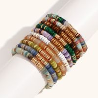 Retro Ethnic Style Geometric Stainless Steel Natural Stone 18K Gold Plated Bracelets In Bulk main image 1