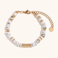 Retro Ethnic Style Geometric Stainless Steel Natural Stone 18K Gold Plated Bracelets In Bulk main image 3