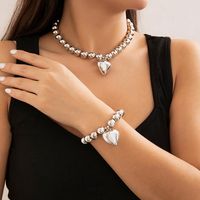 Exaggerated Fashion Heart Shape CCB Artificial Pearl Beaded Plating Women's Bracelets Necklace main image 5