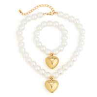 Exaggerated Fashion Heart Shape CCB Artificial Pearl Beaded Plating Women's Bracelets Necklace main image 4
