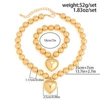 Exaggerated Fashion Heart Shape CCB Artificial Pearl Beaded Plating Women's Bracelets Necklace sku image 3
