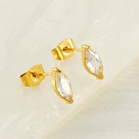 1 Pair Queen Shiny Heart Shape Crown Inlay 304 Stainless Steel Zircon 18K Gold Plated Ear Studs main image 5