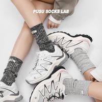 Unisexe Style Japonais Bloc De Couleur Coton Crew Socks Une Paire main image 2