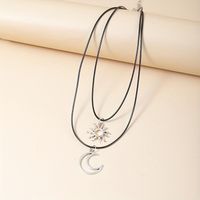 Simple Style Sun Moon Alloy Plating Couple Pendant Necklace main image 5