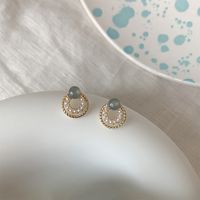 1 Pair IG Style Sweet Round Plating Inlay Alloy Pearl Ear Cuffs Ear Studs main image 1