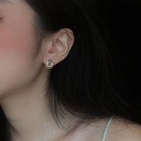 1 Pair IG Style Sweet Round Plating Inlay Alloy Pearl Ear Cuffs Ear Studs main image 2