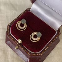 1 Pair IG Style Sweet Round Plating Inlay Alloy Pearl Ear Cuffs Ear Studs sku image 1