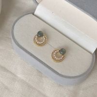 1 Pair IG Style Sweet Round Plating Inlay Alloy Pearl Ear Cuffs Ear Studs main image 5