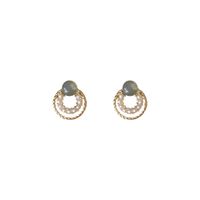 1 Paire Style IG Sucré Rond Placage Incruster Alliage Perle Clips D'oreille Boucles D'Oreilles main image 4