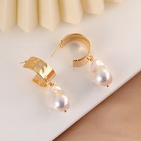 1 Pair IG Style Retro Irregular Pearl Plating Copper Drop Earrings main image 4
