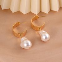 1 Pair IG Style Retro Irregular Pearl Plating Copper Drop Earrings main image 2