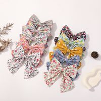 Girl'S Casual Sweet Flower Bow Knot Cotton And Linen Printing Hair Clip main image 1