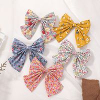 Girl'S Casual Sweet Flower Bow Knot Cotton And Linen Printing Hair Clip main image 4