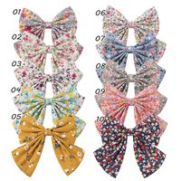 Girl'S Casual Sweet Flower Bow Knot Cotton And Linen Printing Hair Clip main image 3