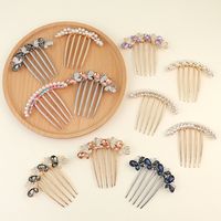 Women's Simple Style Shiny Round Butterfly Alloy Plating Inlay Rhinestones Pearl Insert Comb main image 2