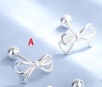 1 زوج غير رسمي مقص عقدة القوس تصفيح الفضة الاسترليني ترصيع الأذن sku image 4