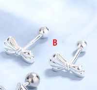1 زوج غير رسمي مقص عقدة القوس تصفيح الفضة الاسترليني ترصيع الأذن sku image 3