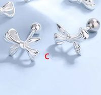 1 زوج غير رسمي مقص عقدة القوس تصفيح الفضة الاسترليني ترصيع الأذن sku image 5