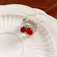 Copper IG Style Casual Sweet Strawberry Enamel Rings Bracelets sku image 1