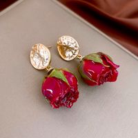 1 Pair Casual Retro Flower Plating Alloy Drop Earrings sku image 1