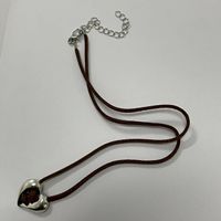 Retro Heart Shape Alloy Wax Rope Plating Women's Necklace main image 5