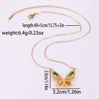 Elegant Butterfly Stainless Steel Artificial Gemstones Copper Inlay Zircon 18K Gold Plated Women's Pendant Necklace main image 2