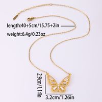 Elegant Butterfly Stainless Steel Artificial Gemstones Copper Inlay Zircon 18K Gold Plated Women's Pendant Necklace main image 3
