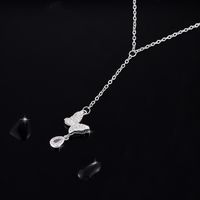 Wholesale Simple Style Butterfly Stainless Steel Copper Inlay White Gold Plated Zircon Pendant Necklace main image 1