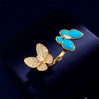 Copper Commute Butterfly Inlay Zircon Bracelets Earrings Necklace sku image 11