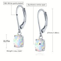 1 Pair Elegant Simple Style Oval Inlay Copper Opal White Gold Plated Drop Earrings main image 2