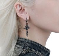 1 Pair Gothic Cross Rose Sterling Silver Drop Earrings sku image 2
