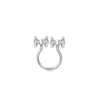 Wholesale IG Style Simple Style Shiny Bow Knot Copper Inlay Silver Plated Zircon Open Rings main image 4