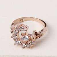 Wholesale Casual Elegant Star Moon Copper Rose Gold Plated Zircon Rings main image 6