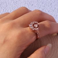 Wholesale Casual Elegant Star Moon Copper Rose Gold Plated Zircon Rings main image 1