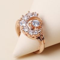 Wholesale Casual Elegant Star Moon Copper Rose Gold Plated Zircon Rings main image 4