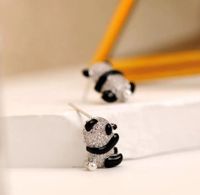 1 Pair Cute Panda Copper Ear Studs main image 2