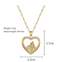Wholesale IG Style Shiny Heart Shape Butterfly Titanium Steel Copper Hollow Out Inlay Zircon Pendant Necklace main image 2