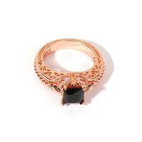 Wholesale Elegant Glam Luxurious Square Copper Hollow Out Inlay Rose Gold Plated Zircon Rings main image 4