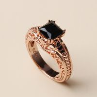 Wholesale Elegant Glam Luxurious Square Copper Hollow Out Inlay Rose Gold Plated Zircon Rings main image 8