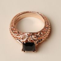 Wholesale Elegant Glam Luxurious Square Copper Hollow Out Inlay Rose Gold Plated Zircon Rings main image 6
