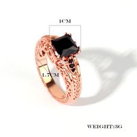 Wholesale Elegant Glam Luxurious Square Copper Hollow Out Inlay Rose Gold Plated Zircon Rings main image 2