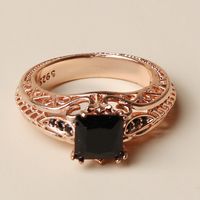 Wholesale Elegant Glam Luxurious Square Copper Hollow Out Inlay Rose Gold Plated Zircon Rings main image 7
