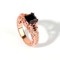 Wholesale Elegant Glam Luxurious Square Copper Hollow Out Inlay Rose Gold Plated Zircon Rings sku image 1