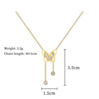 Titanium Steel IG Style Sweet Plating Inlay Butterfly Shell Zircon Necklace main image 2
