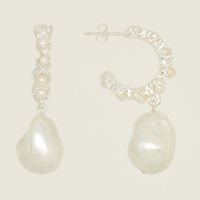 1 Pair Simple Style Geometric Plating Imitation Pearl Copper Drop Earrings main image 3