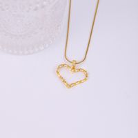 IG Style Heart Shape Artificial Gemstones Copper Inlay Zircon 18K Gold Plated Women's Pendant Necklace main image 5