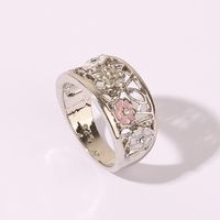 Wholesale Jewelry Elegant Romantic Sweet Flower Alloy Zircon Rhodium Plated Hollow Out Inlay Rings main image 3
