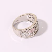 Wholesale Jewelry Elegant Romantic Sweet Flower Alloy Zircon Rhodium Plated Hollow Out Inlay Rings main image 4