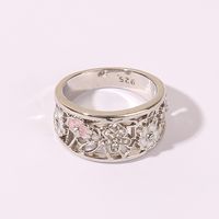 Wholesale Jewelry Elegant Romantic Sweet Flower Alloy Zircon Rhodium Plated Hollow Out Inlay Rings main image 5