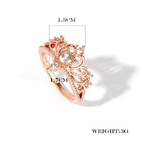 Wholesale Luxurious Queen Shiny Crown Copper Hollow Out Inlay Rose Gold Plated Zircon Rings main image 2